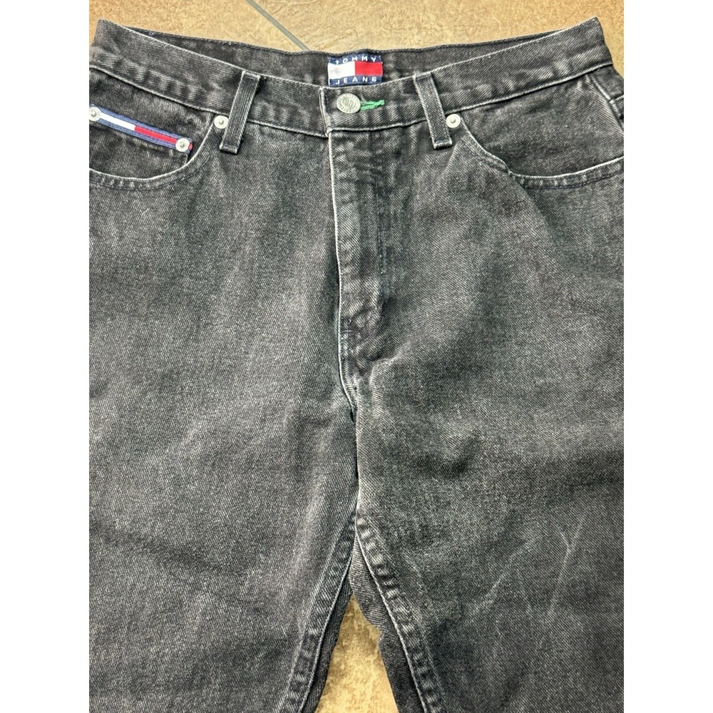 Vintage Tommy Hilfiger Women's Classic High Rise Straight Black Denim Jeans Logo - Picture 2 of 10